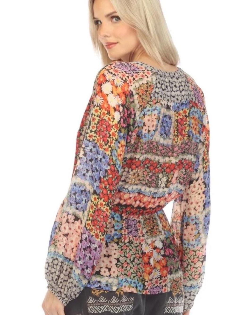 Johnny Was Fawn Button Up Multicolor Boho Blouse